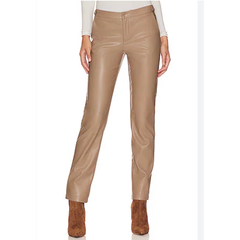 LBLC The Label Revolve The‎ Chloe Faux Leather Tan  Trousers Neutral Career